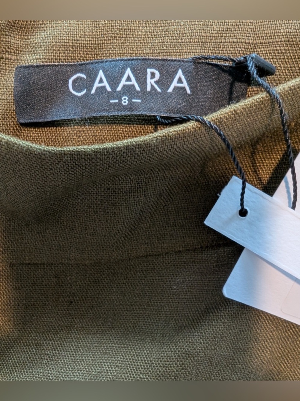 CAARA Women’s Kathrin Linen Short Olive NWT Size 8 - Picture 4 of 10